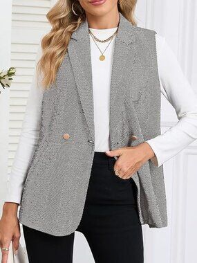 Happy Sailed Vest for Women Sleeveless Blazer with Pockets - Like New - M